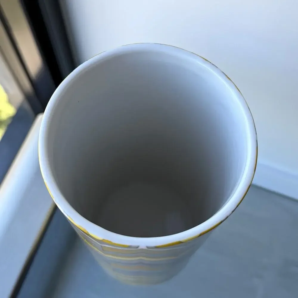 Jonathan Adler Carnaby Yellow Flame Porcelain Cylinder Vase 9